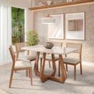 Conjunto Sala de Jantar com Mesa Bromélia 130 com Vidro e 4 Cadeiras Oiti