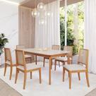 Conjunto Sala de Jantar com Mesa Ficus 180 com Vidro e 6 Cadeiras Buriti