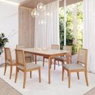 Conjunto Sala de Jantar com Mesa Ficus 180 com Vidro e 6 Cadeiras Buriti