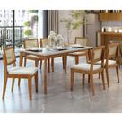 Conjunto Sala De Jantar Com Mesa Monalisa e 6 Cadeiras Rainha Natural/Off White Nesher Conjunto Sala De Jantar Com Mesa Monalisa e 6 Cadeiras Rainha Natural/Off White Nesher