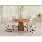 Conjunto Sala de Jantar com Mesa Tampo em Madeira 4 Cadeiras Itália Marrom/Café/Cinamomo/Courrissimo Creme