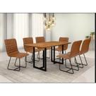 Conjunto Sala de Jantar com Mesa Tampo em Madeira e 6 Cadeiras Itália Conjunto Sala de Jantar com Mesa Tampo em Madeira e 6 Cadeiras Itália