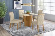 Conjunto Sala de Jantar com Mesa Vertice 900 e 4 Cadeiras Vita Linho - FdECOR