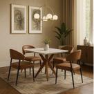 Conjunto Sala de Jantar com Tampo de Vidro Donna 4 Cadeiras Bless material sintético Conjunto Sala de Jantar com Tampo de Vidro Donna 4 Cadeiras Bless material sintético