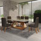 Conjunto Sala de Jantar com Tampo Mdf/vidro 160cmx80cm Mesa Lotus com 6 Cadeiras Viena Luxo