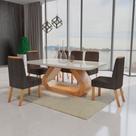 Conjunto Sala de Jantar com Tampo Mdf/vidro 160cmx80cm Mesa Lotus com 6 Cadeiras Viena Luxo