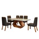 Conjunto Sala de Jantar com Tampo Mdf/vidro 180cmx90cm Mesa Lotus com 6 Cadeiras Viena Luxo
