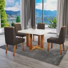 Conjunto Sala de Jantar com Tampo Mdf/vidro 90cmx90cm Mesa Paolla com 4 Cadeiras Viena Luxo