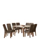 Conjunto Sala de Jantar com Vidro 1,36m 8 Cadeiras e Mesa Tokio Amêndoa Conjunto Sala de Jantar com Vidro 1,36m 8 Cadeiras e Mesa Tokio Amêndoa