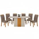 Conjunto Sala de Jantar Doha 1,60m tampo copo off white com 6 Cadeiras