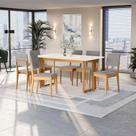 Conjunto Sala De Jantar Dora Em Madeira Maciça 6 Cadeiras Boucle Cinza