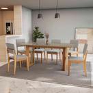 Conjunto Sala De Jantar Dora Em Madeira Maciça 6 Cadeiras Boucle Cinza