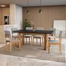 Conjunto Sala de Jantar Dora em Madeira Maciça 6 Cadeiras Boucle Cinza