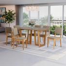 Conjunto Sala de Jantar Dora em Madeira Maciça 6 Cadeiras Linho Fendi Conjunto Sala de Jantar Dora em Madeira Maciça 6 Cadeiras Linho Fendi