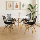 Conjunto Sala de Jantar Elegante Mesa Eames 90Cm Redondo Com 4 Cadeiras Kayla DSW Eiffel