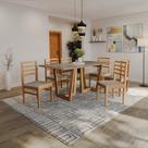 Conjunto Sala de Jantar Elisa em Madeira Maciça 6 Cadeiras Linho Fendi