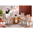 Conjunto Sala de Jantar em Madeira Maciça Lisy 4 Lugares 120cm