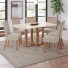 Conjunto Sala de Jantar Érika Mesa 160 Cm Canto Arredondado com Vidro 6 Cadeiras Espresso Móveis