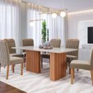 Conjunto Sala de Jantar Ester 6 lugares Retangular Tampo de Vidro/MDF Cadeiras Paola