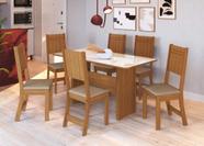 Conjunto Sala de Jantar Fidelitá Atenas 150cm Com 6 Cadeiras Freijó/Off-White Assento Bege