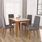 Conjunto Sala de Jantar Fidelitá Génova Mesa Tampo de Vidro Com 4 Cadeiras Freijó/Off-White Assento Titânio Conjunto Sala de Jantar Fidelitá Génova Mesa Tampo de Vidro Com 4 Cadeiras Freijó/Off-White Assento Titânio