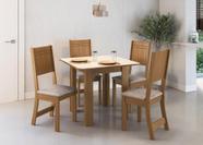 Conjunto Sala de Jantar Fidelitá Pequim Com 4 Cadeiras Freijó/Off-White Assento Linho