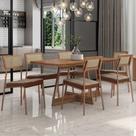 Conjunto Sala de Jantar Filadélfia 6 Cadeiras Carraro Areia/Rose/Nogal Conjunto Sala de Jantar Filadélfia 6 Cadeiras Carraro Areia/Rose/Nogal