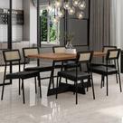 Conjunto Sala de Jantar Filadélfia 6 Cadeiras Carraro Grafite/Preto/Nogal Conjunto Sala de Jantar Filadélfia 6 Cadeiras Carraro Grafite/Preto/Nogal