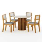 Conjunto Sala de Jantar Flora 1,08m tampo vidro com 4 Cadeiras