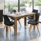 Conjunto Sala de Jantar Garda Mesa Tampo de Madeira 4 Cadeiras Rustic/Preto Madesa
