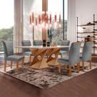 Conjunto Sala de Jantar Genova Tampo Vidro/mdf com 6 Cadeiras Luísa Smart Plus