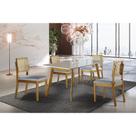 Conjunto Sala de Jantar Grécia Mesa e Cadeiras Madeira Maciça e Encosto Telinha Rattan Móveis Mix