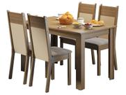 Conjunto Sala De Jantar Havana Madesa Mesa Tampo De Madeira Com 4 Cadeiras Rustic-crema-pérola Conjunto Sala De Jantar Havana Madesa Mesa Tampo De Madeira Com 4 Cadeiras Rustic-crema-pérola