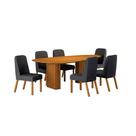 Conjunto Sala de Jantar Ísis 180cm com 6 Cadeiras Tampo Orgânico s/ Vidro Cinamomo