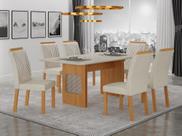Conjunto Sala de Jantar Lara 1,60m com 6 Cadeiras Clara Plus