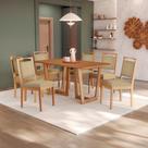 Conjunto Sala De Jantar Lina Em Madeira Maciça 6 Cadeiras Boucle Bege Conjunto Sala De Jantar Lina Em Madeira Maciça 6 Cadeiras Boucle Bege