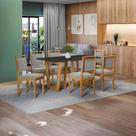 Conjunto Sala de Jantar Lina em Madeira Maciça 6 Cadeiras Boucle Cinza
