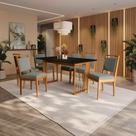 Conjunto Sala de Jantar Lina em Madeira Maciça 6 Cadeiras Boucle Cinza Conjunto Sala de Jantar Lina em Madeira Maciça 6 Cadeiras Boucle Cinza
