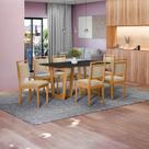 Conjunto Sala De Jantar Lina Em Madeira Maciça 6 Cadeiras Linho Fendi