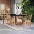 Conjunto Sala de Jantar Lina em Madeira Maciça 6 Cadeiras Linho Fendi