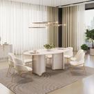 Conjunto Sala de Jantar Liz Tampo Elipse com Vidro Orgânico 218cm com 8 Cadeiras Vitta Conjunto Sala de Jantar Liz Tampo Elipse com Vidro Orgânico 218cm com 8 Cadeiras Vitta