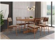 Conjunto Sala de Jantar Loanda 6 Cadeiras Carraro Areia/Rose/Nogal