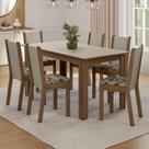 Conjunto Sala de Jantar Lucena Mesa Tampo de Madeira 6 Cadeiras Madesa