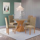 Conjunto Sala De Jantar Luna Kappesberg 4 Cadeiras Veludo Bege