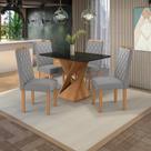 Conjunto Sala De Jantar Luna Kappesberg 4 Cadeiras Veludo Titanio