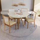 Conjunto Sala De Jantar Madeira Maciça 4 Cadeiras Kappesberg Off White Bouclé Bege