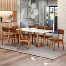 Conjunto Sala De Jantar Madeira Maciça 8 Cadeiras Kappesberg Off White Bouclé Terracota