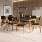 Conjunto Sala De Jantar Madeira Maciça 8 Cadeiras Kappesberg Preto Bouclé Chocolate
