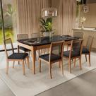 Conjunto Sala De Jantar Madeira Maciça 8 Cadeiras Kappesberg Preto Bouclé Chumbo