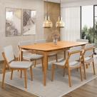 Conjunto Sala de Jantar Madeira Maciça - Mesa 1,80 Laminada 6 Cadeiras Assento e Encosto Estofado